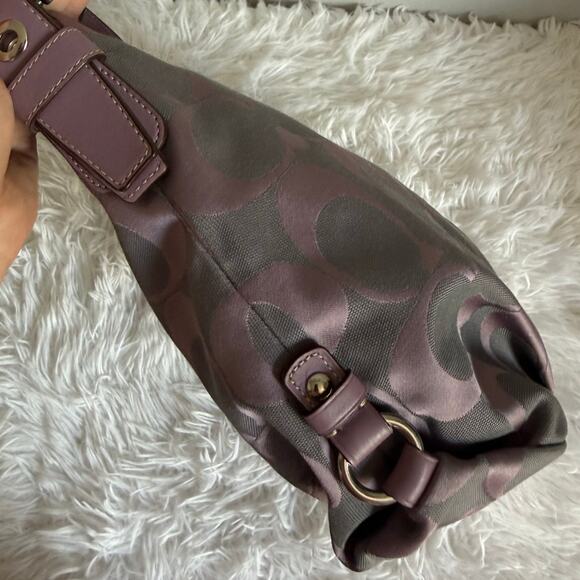 COACH Purple Signature Canvas Duffle Shoulder Bag Crossbody - Picture 5 of 8